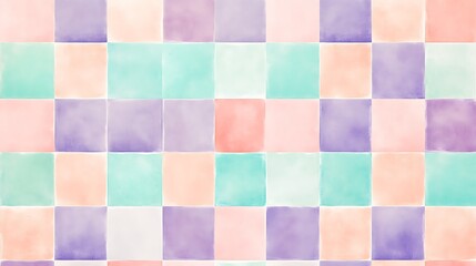 Fototapeta premium Checkerboard Pattern in Soft Pastel Tones like Mint, Lavender, and Peach for Elegant Graphic Design