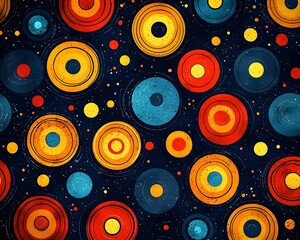 Fototapeta premium Vibrant Tribal Pattern with Organic Circular Shapes in Warm Earthy Tones