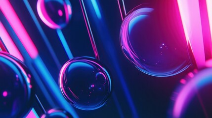 Abstract spheres and neon lights.