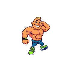 Working out male cartoon character vector