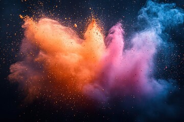 Colorful explosion of smoke and dust in the air