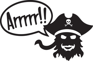  A pirate icon silhouette vector with white background