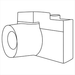 Continuous camera single line art drawing sketch vector illustration