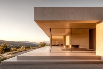 Clean lines and big windows in this minimalist home bring a serene vibe, harmonizing with nature