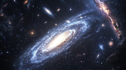 Obraz premium Stunning from the outer space horizon, where bright star clusters dominate the view, background wallpaper AI generated image