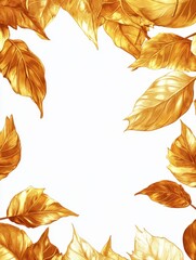 Fototapeta premium Golden Leaves Frame Autumnal Design Elegant Background