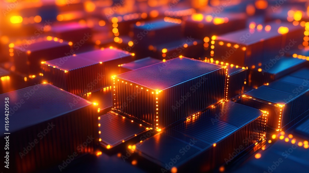 Wall mural a vibrant array of illuminated microchips, showcasing intricate designs and glowing circuitry, repre