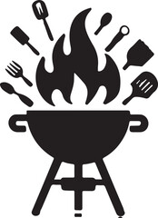 BBQ icon silhouette vector with white background 