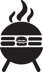 BBQ icon silhouette vector with white background 