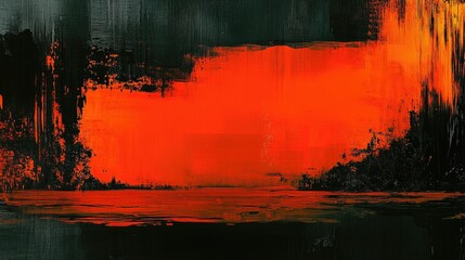 Abstract black and red acrylic painting with visible brushstrokes. Ideal for backgrounds, posters, or album covers.