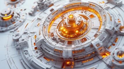 Obraz premium Digital Interface with Glowing Effects on White Background