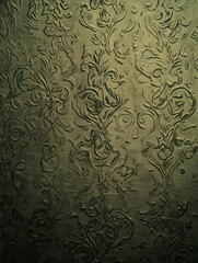 Abstract Green Embossed Floral Design Texture