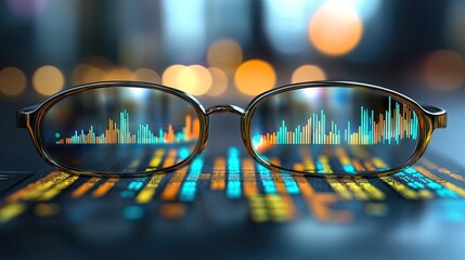 Eyeglasses display stock market data through augmented reality.  Useful for traders or investors who need real-time market information.
