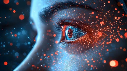 Analytical Eye Observing Global Data Trends on Metallic Background