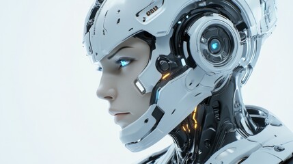 Fototapeta premium Futuristic Robot with Clean Lines and Bright Light