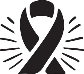 Silhouette of ribbon icon illustration on white background.