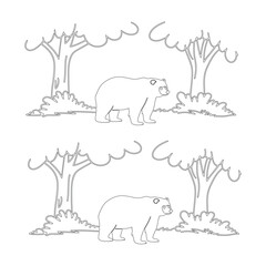 Minimalistic line drawing of a bear with simple yet detailed features. Ideal for logos, prints, and wildlife-themed designs