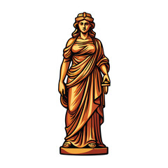 Create a detailed vector illustration of the Statue of Liberty, featuring a golden color palette and a classic style.