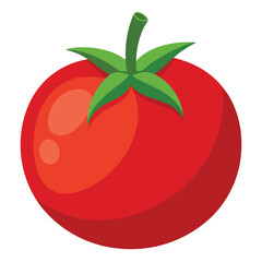 Fresh Ripe Tomato Vector Illustration - Cartoon Clipart & Line Art Design for Print.eps