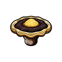 A detailed vector illustration of a poison pie mushroom with a 'P' on it, in cartoon style.