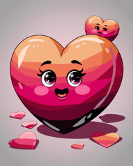 Fototapeta premium Cute cartoon heart with cheerful expressions. Valentine heart concept for love designs.