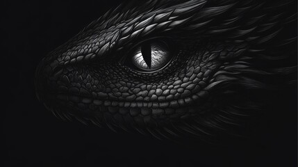 Obraz premium Close-up of a dragon's eye, dark scales, mysterious, fantasy.