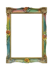 antique multicolor wooden picture frame vector