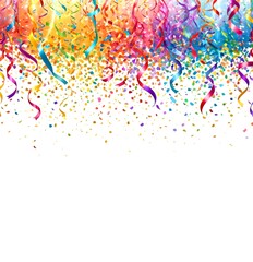 Fasching - bunte konfetti auf weißem hintergrund