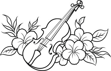 guitar and flowers Cello and botanical flowers are combination