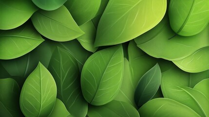 Lush green leaves background, vibrant foliage texture.