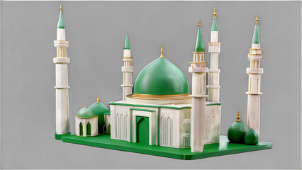 Elegant Green Mosque Model: A Detailed Architectural Miniature