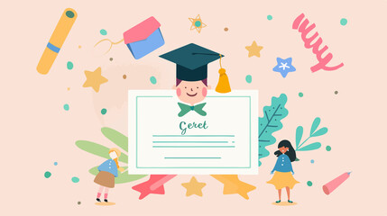 Kids Graduation Diploma Design for Childish Certificate