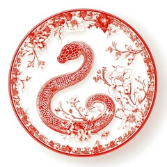 Fototapeta premium Chinese Lunar New Year snake paper cutting auspicious, greeting card pattern background template
