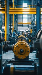 Fototapeta premium Industrial Workshop with Machinery and Worker in Focused Environment