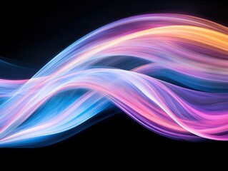 Fototapeta premium Dynamic light waves digital art creation colorful abstract design dark background artistic perspective energy concept
