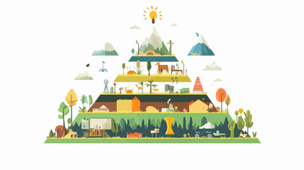 Illustration of energy flow in a pyramid diagram, explaining energy transfer in an ecosystem