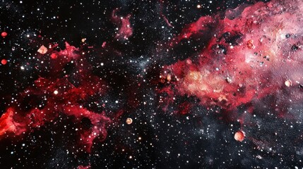 Crimson Nebula: A Celestial Tapestry of Stars and Cosmic Dust