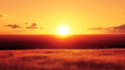 Fototapeta premium Fiery Sunset Over Rolling Hills and Grassland