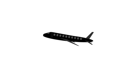 Black color airplane on white background