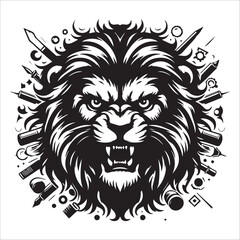 lion head silhouette vector