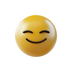 Fototapeta premium Smiling 3D emoji with sandy beige texture, isolated on transparency background, expressing relaxation and happiness