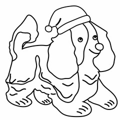 A dog in a Santa Claus hat.