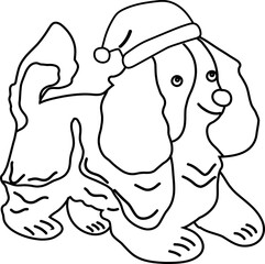 A dog in a Santa Claus hat.