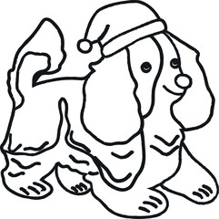 A dog in a Santa Claus hat.