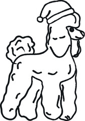 A dog in a Santa Claus hat.