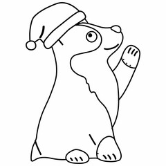 A dog in a Santa Claus hat.