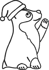 A dog in a Santa Claus hat.