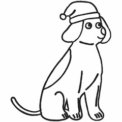 A dog in a Santa Claus hat.