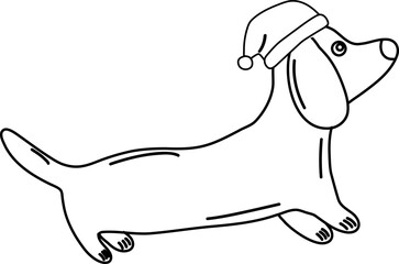 A dog in a Santa Claus hat.