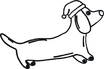 A dog in a Santa Claus hat.